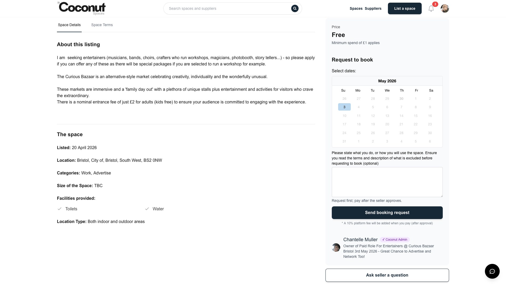 Request to book — date selection and contextual host messaging