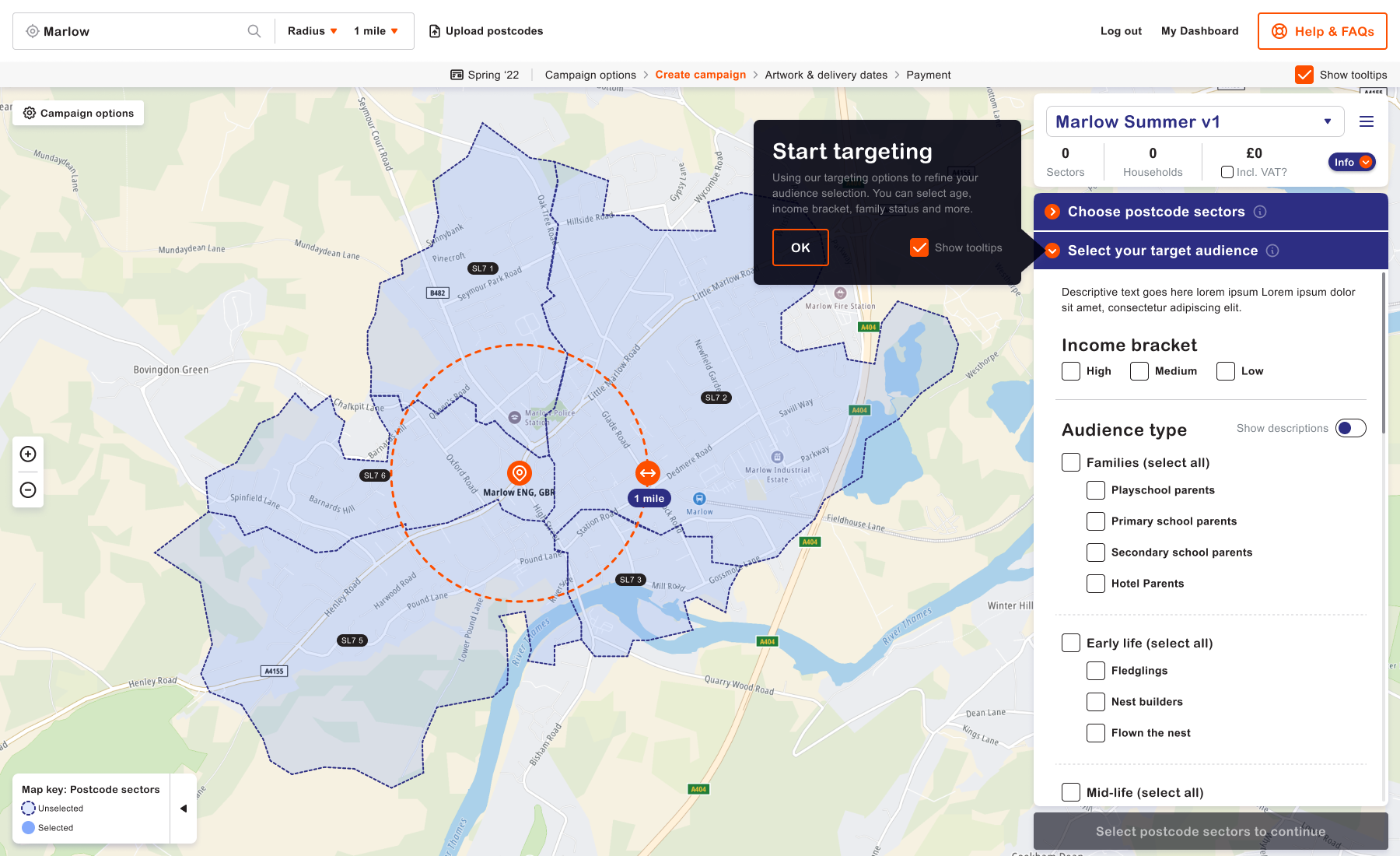 Postcode targeting