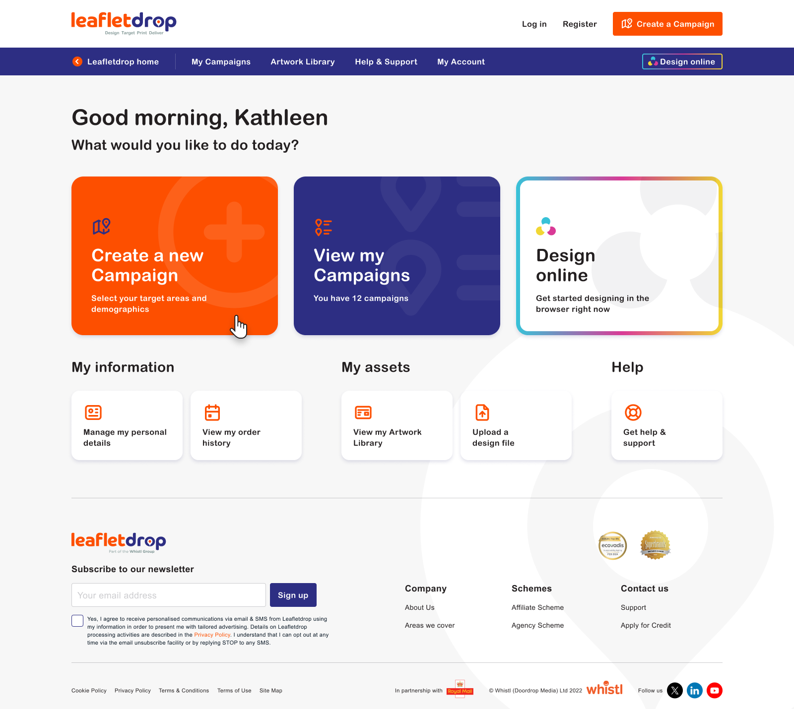 Customer dashboard