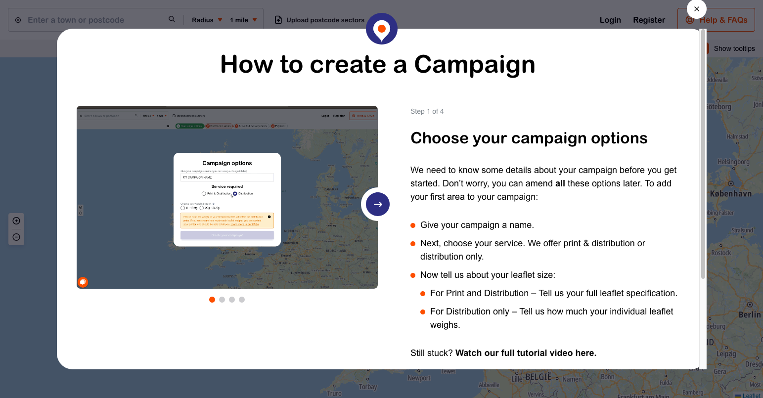 Campaign onboarding modal