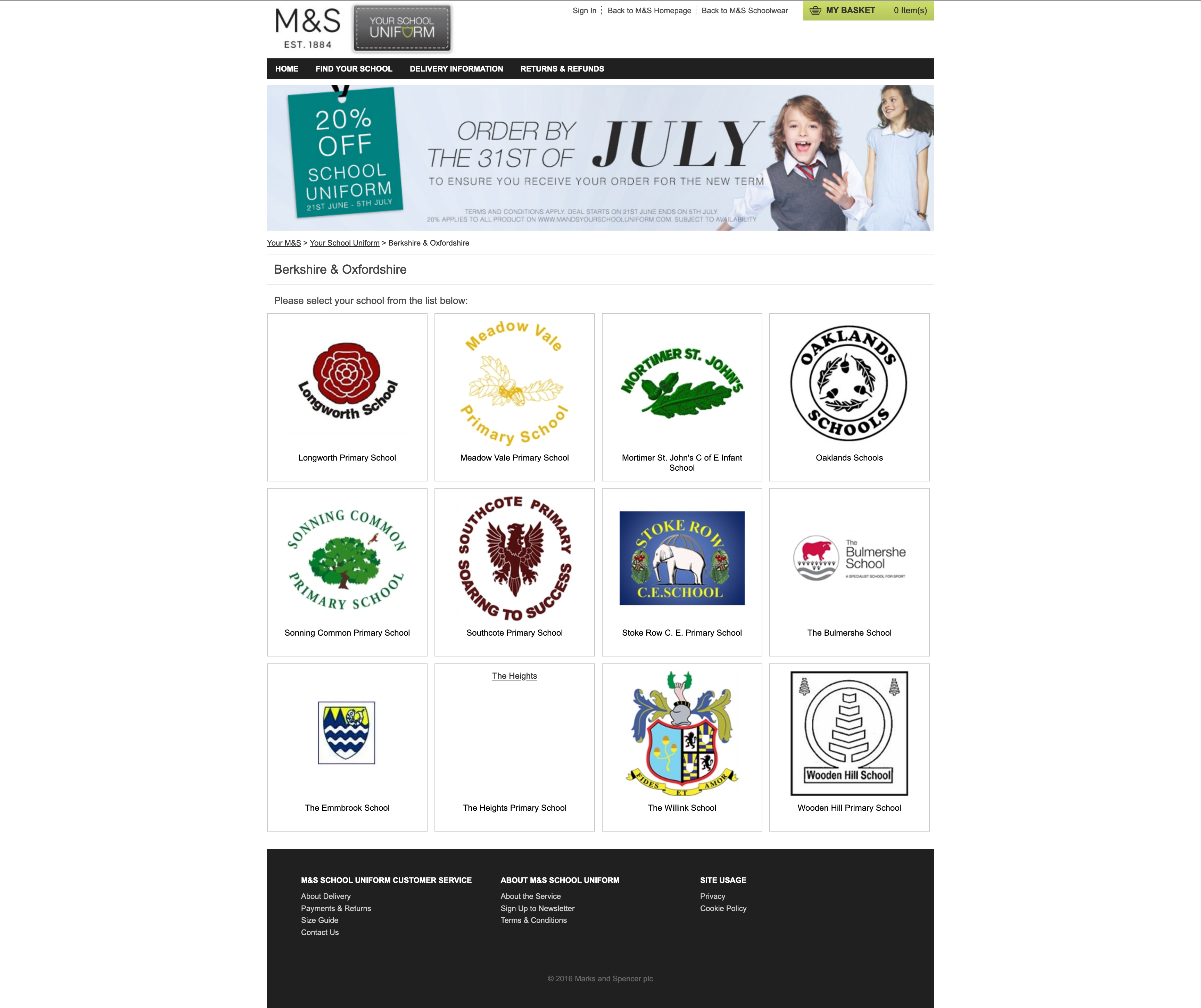 School listing — alternate state