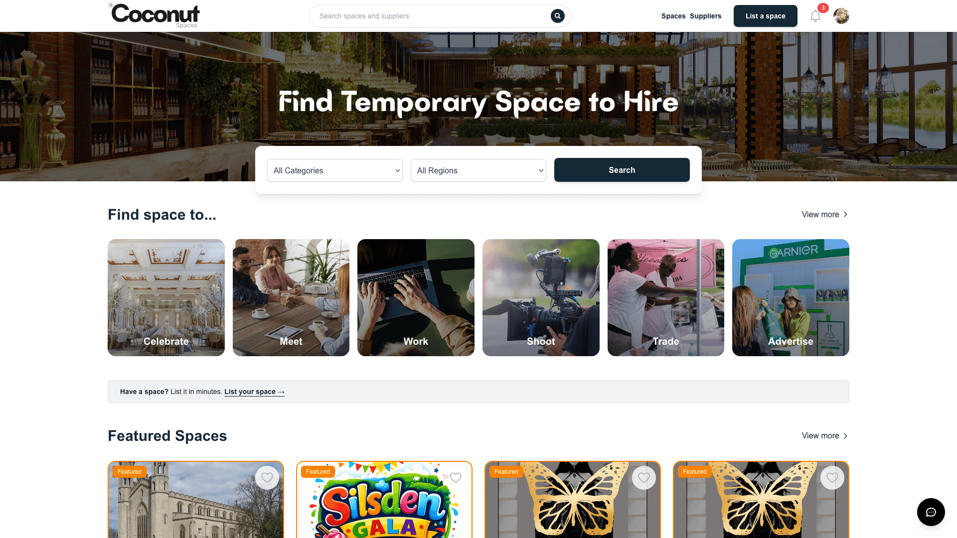 Coconut Spaces Homepage